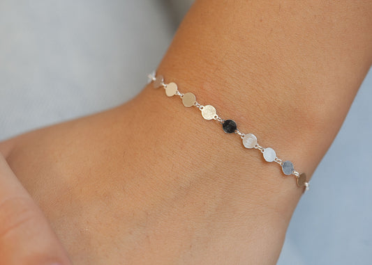 Bracelet pastilles en argent véritable