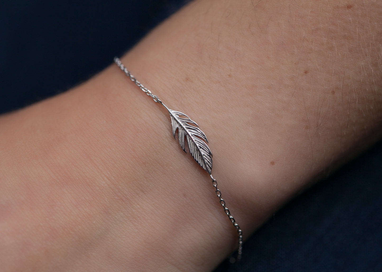 Bracelet plume en argent