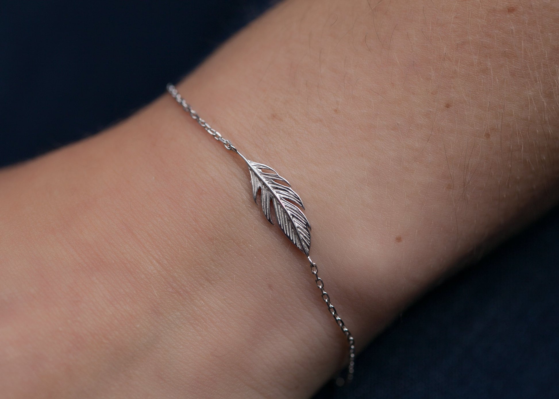 Bracelet plume en argent