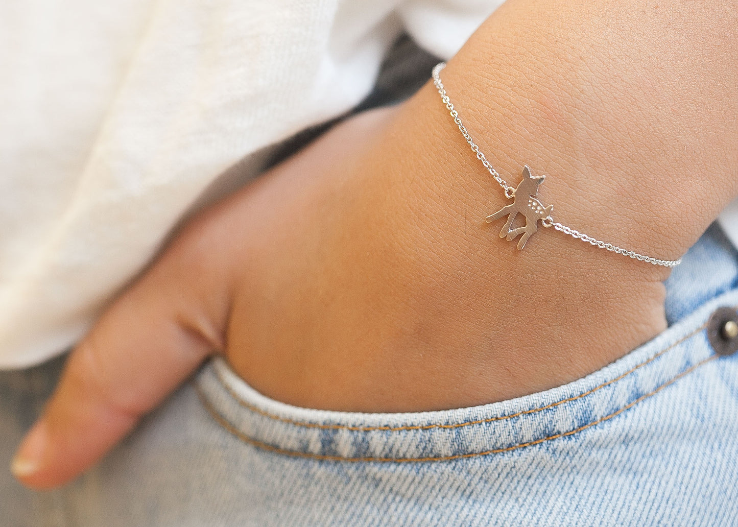 bracelet bambi faon argenté
