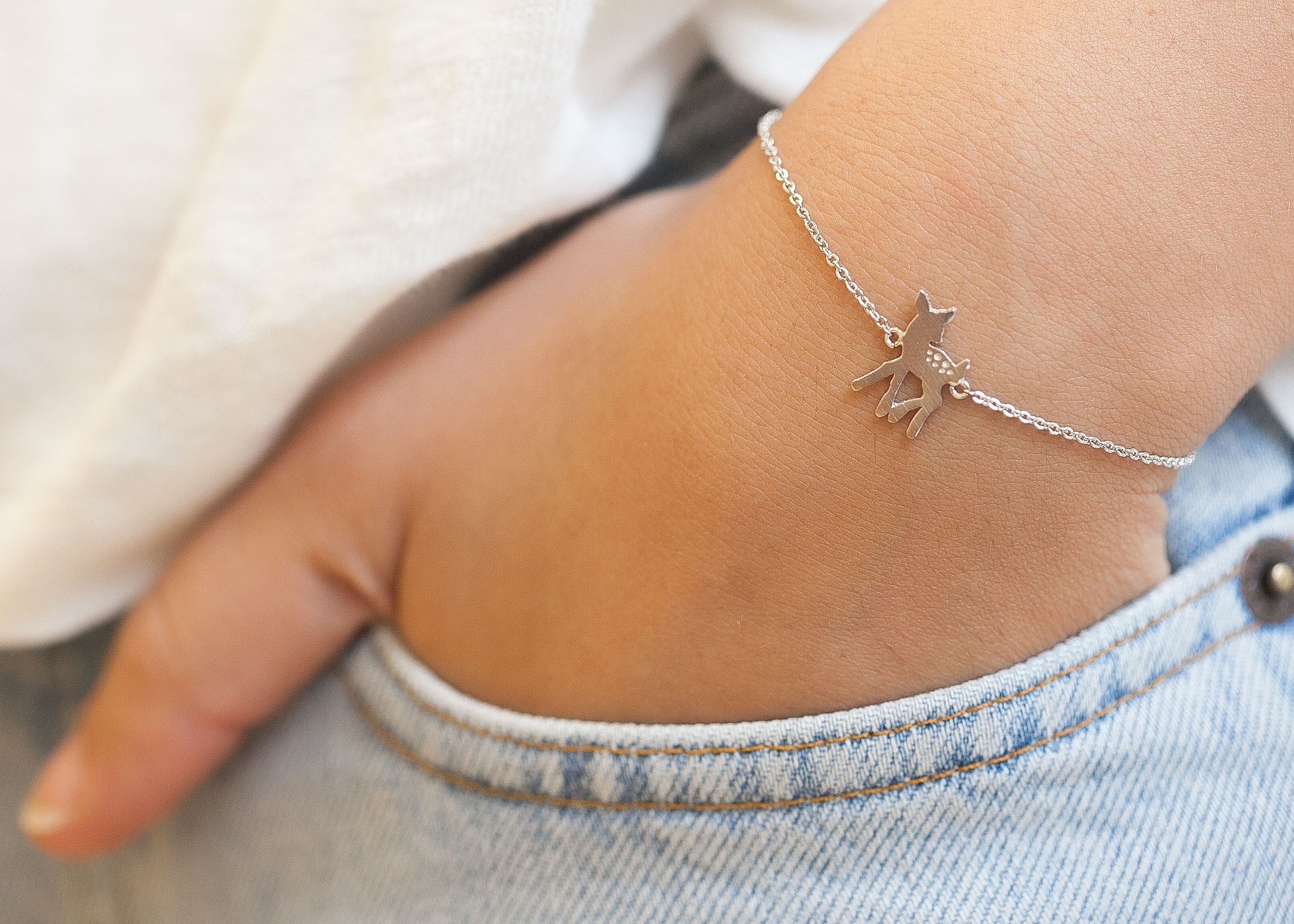 bracelet bambi faon argenté