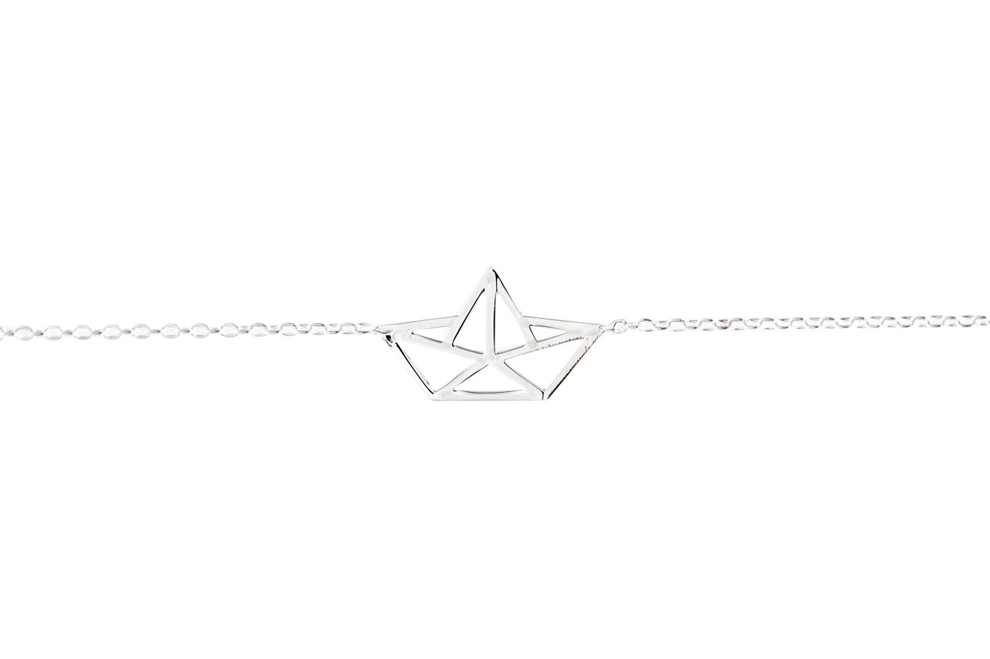 Bracelet bateau en papier origami en argent