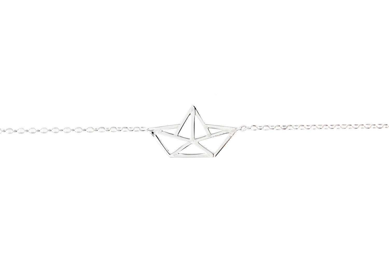 Bracelet bateau en papier origami en argent