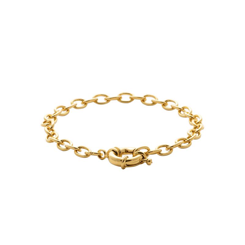 Bracelet chaîne grands maillons fermoir bouée plaqué or