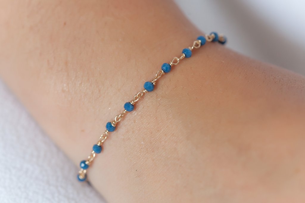 Bracelet chapelet coloré plaqué or