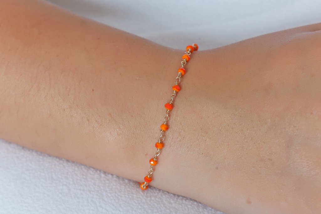 Bracelet chapelet coloré plaqué or