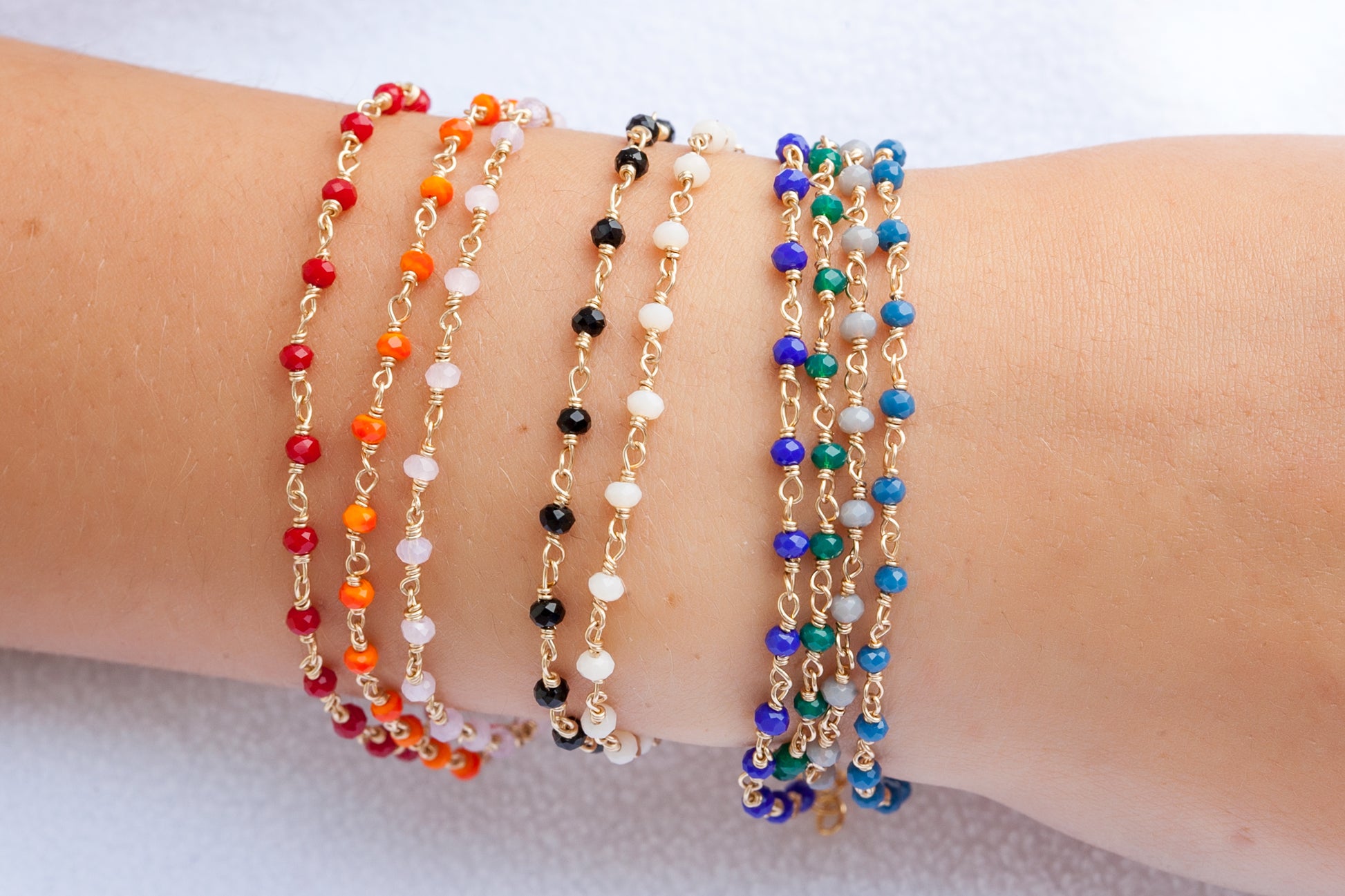 Bracelet chapelet coloré plaqué or