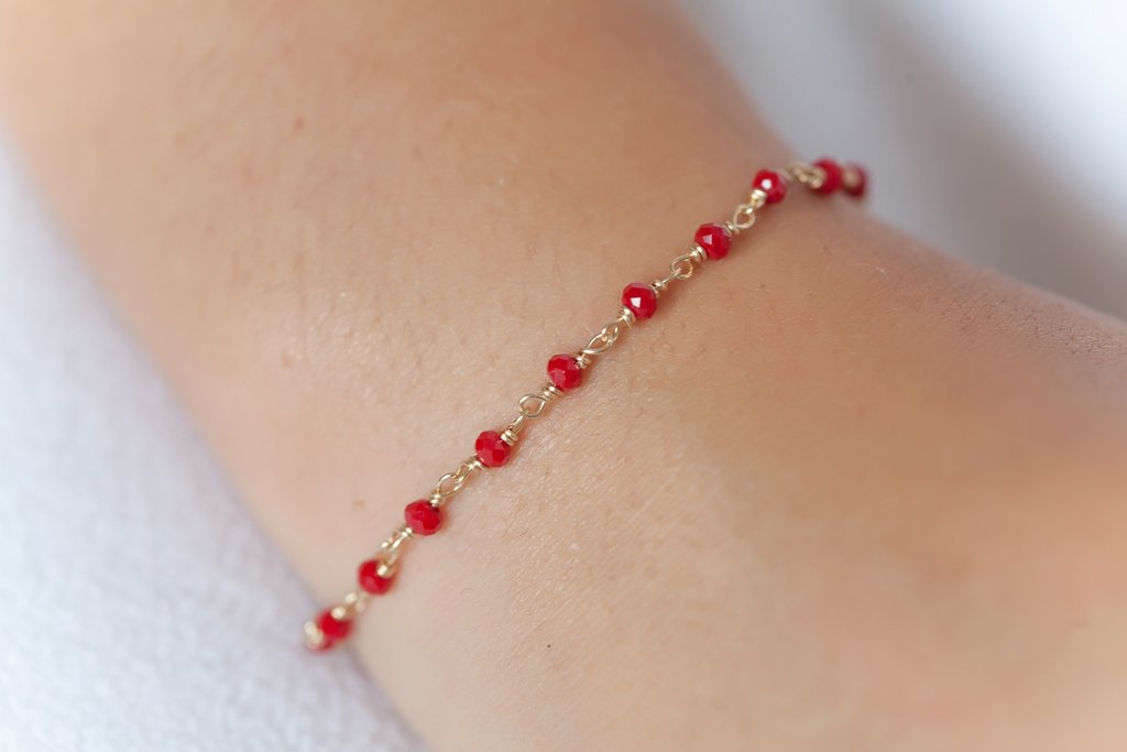 Bracelet chapelet coloré plaqué or