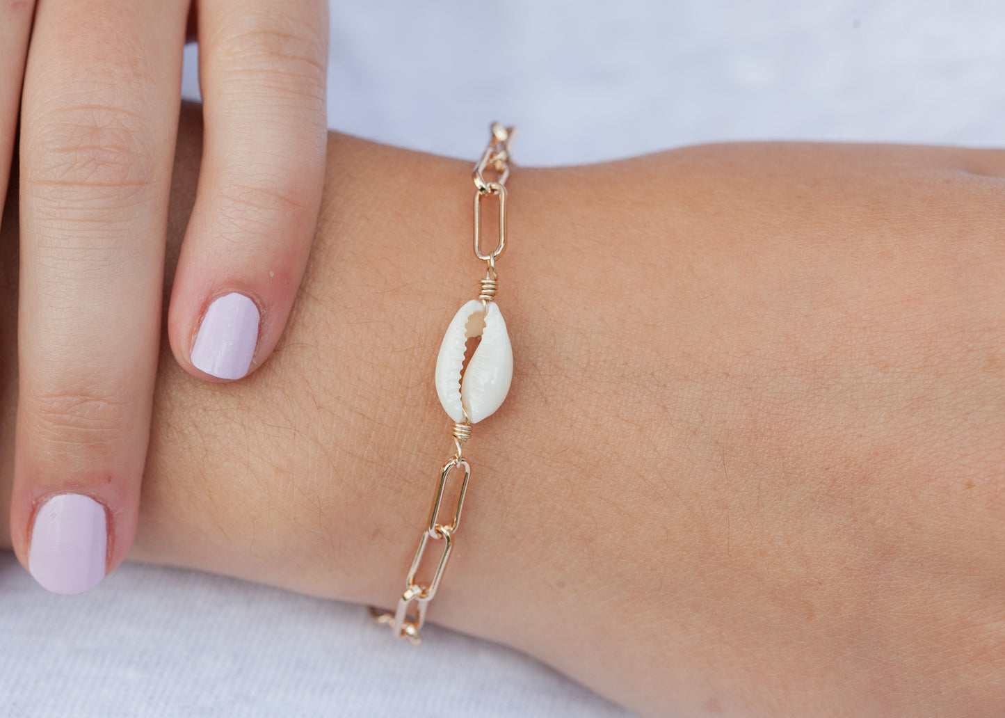 Bracelet chaîne coquillage plaqué or