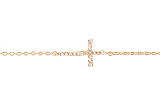 Bracelet croix avec zircons plaqué or