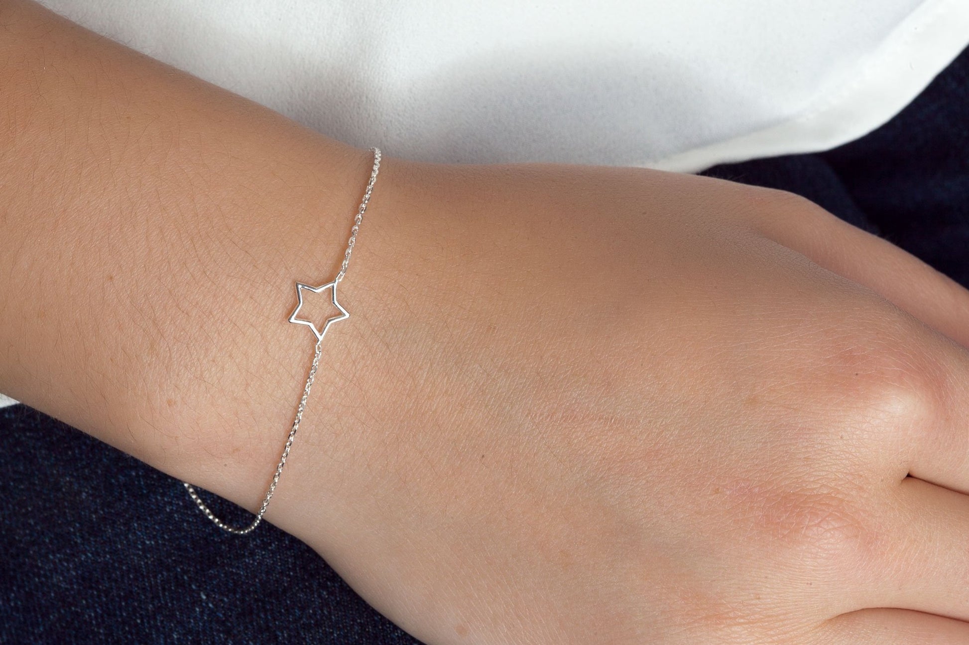 Bracelet étoile en argent véritable