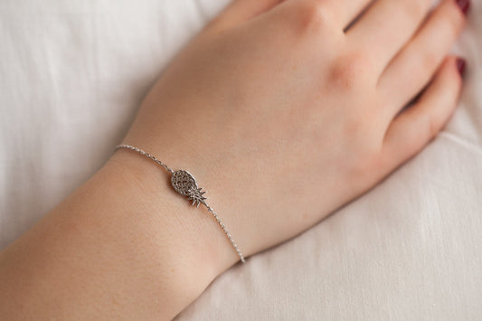 Bracelet ananas en argent.  Livraison gratuite