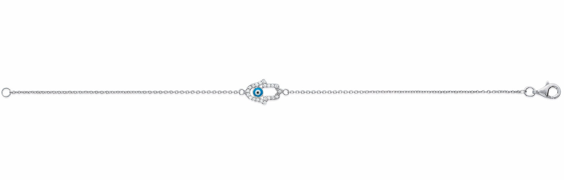 Bracelet Main de Fatma en argent et strass - Bracelet porte-bonheur