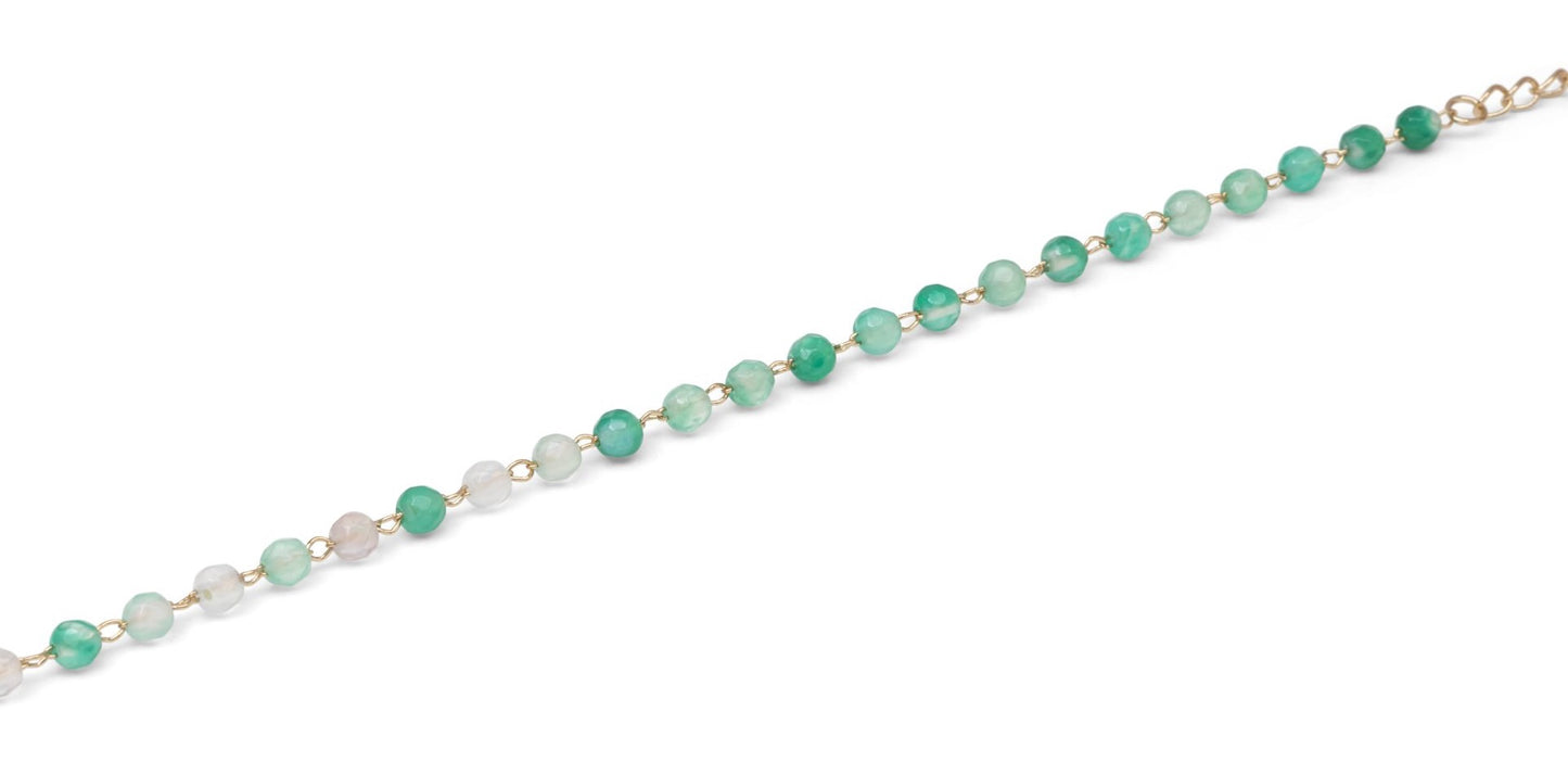 Bracelet pierres de calcédoine plaqué or