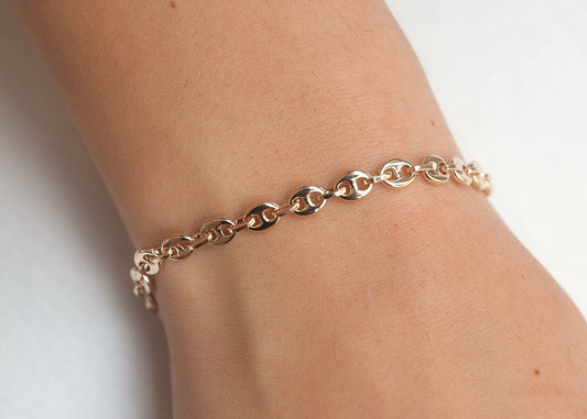 Bracelet maille grain de café, vintage plaqué or