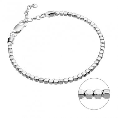 Bracelet perles carrées en argent