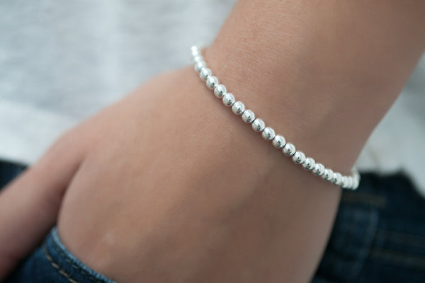 Bracelet Élastique Perles Blanches Avec Perle Strass Argent - Ajustable - Neuf Avec Étiquettes
