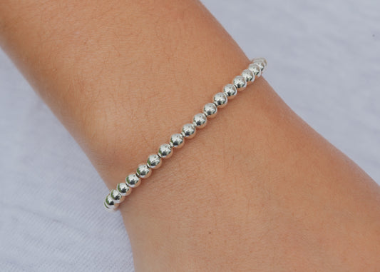 Bracelet perles d'argent véritable