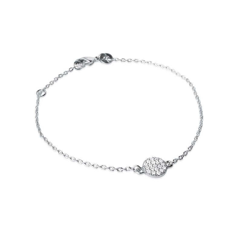 Bracelet petit rond en argent serti de zircons