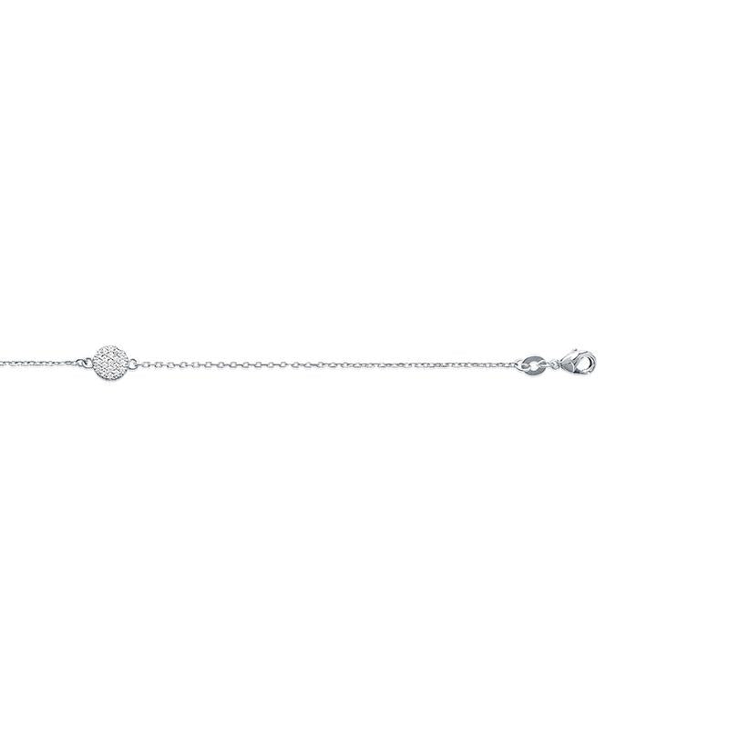 Bracelet petit rond en argent serti de zircons