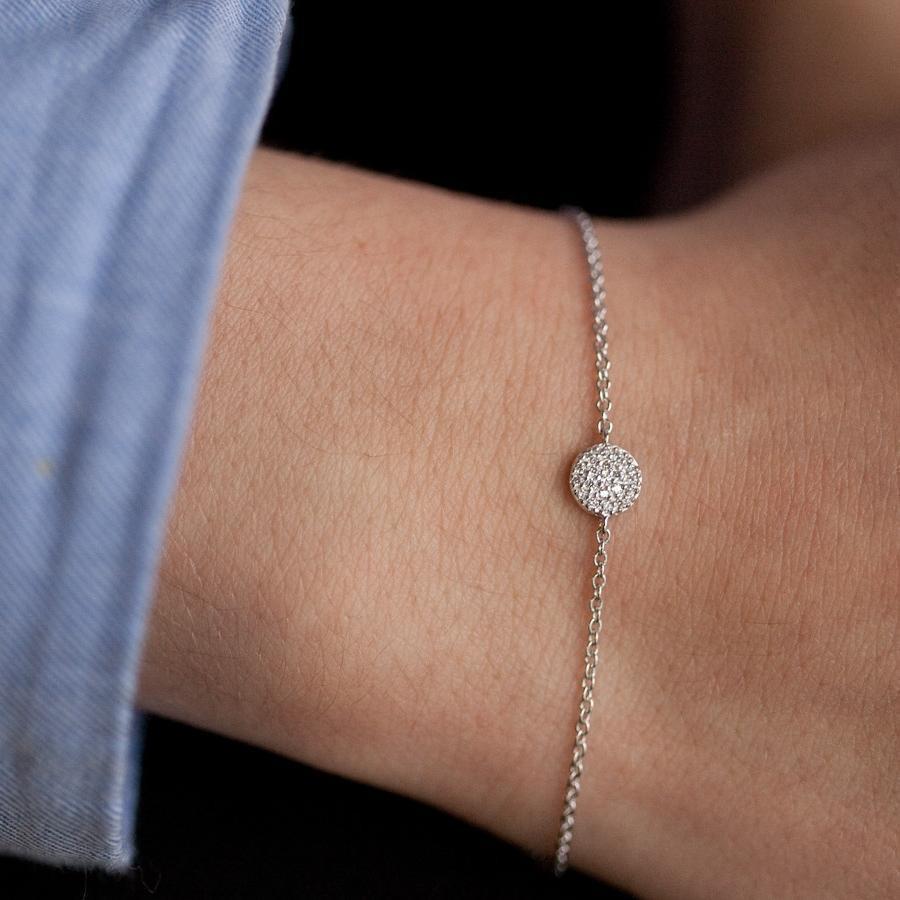 Bracelet petit rond en argent et zirconium