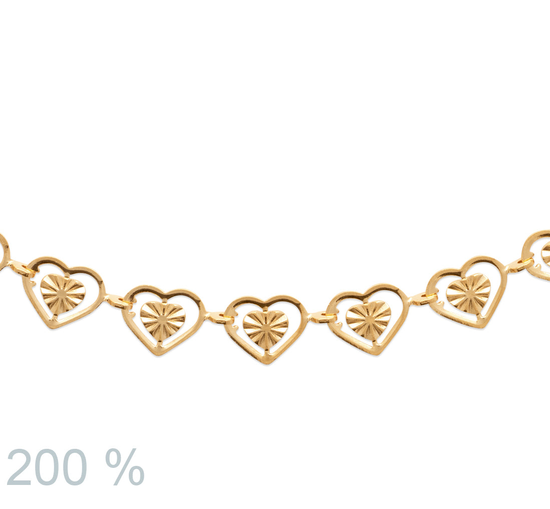 bracelet coeurs plaqué or