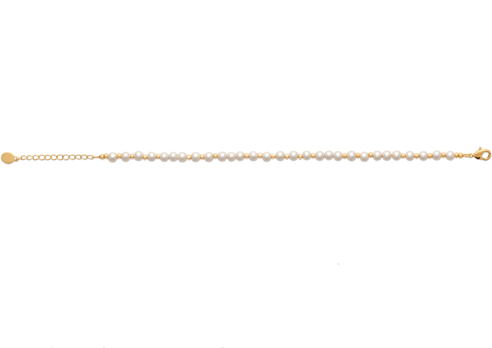 Bracelet perles blanches plaqué or