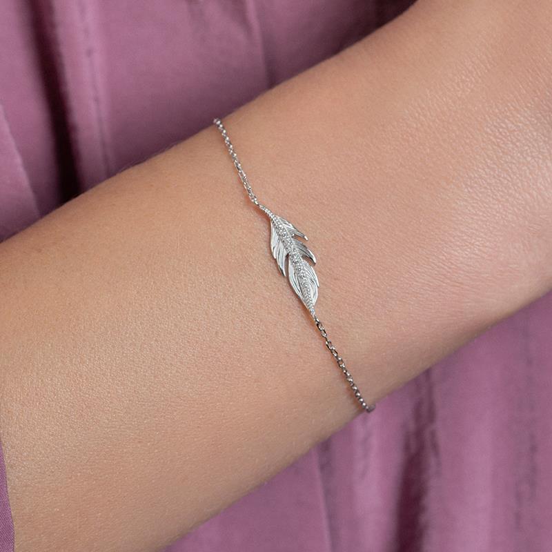 Bracelet plume en argent