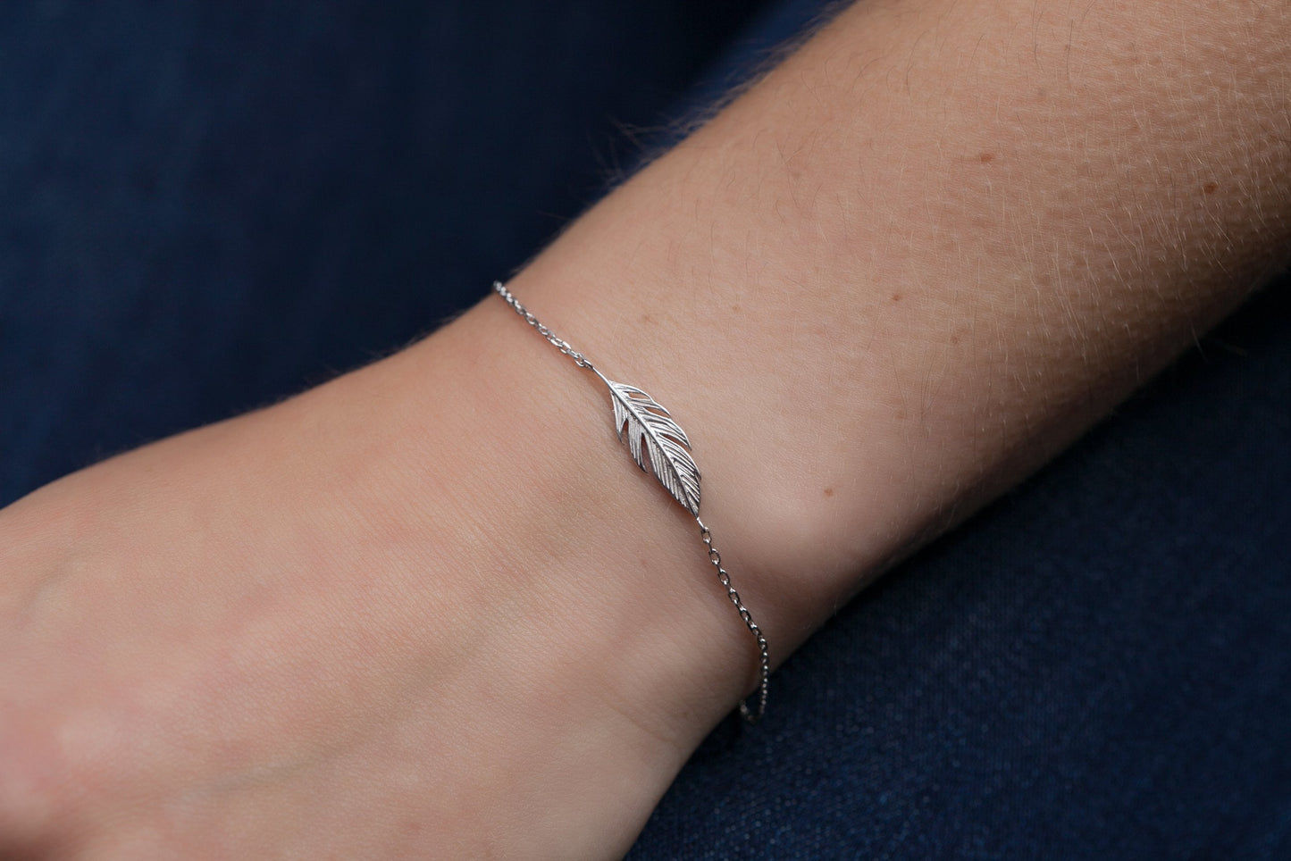 Bracelet plume en argent