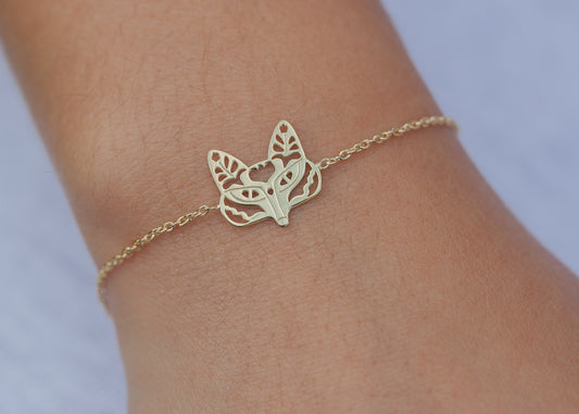Bracelet tête de renard plaqué or