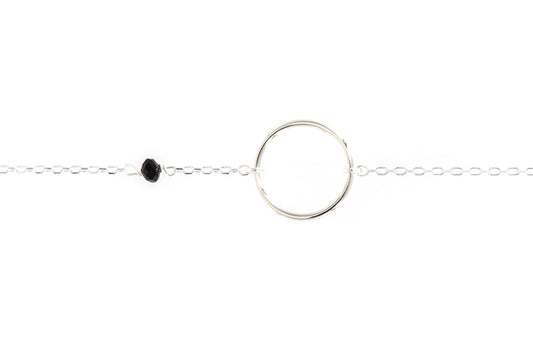 Bracelet un rond et pierre en argent