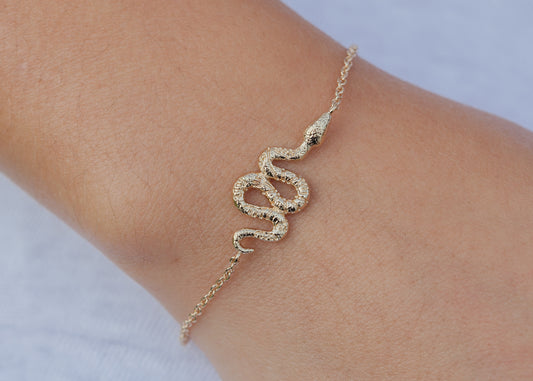 Bracelet serpent plaqué or