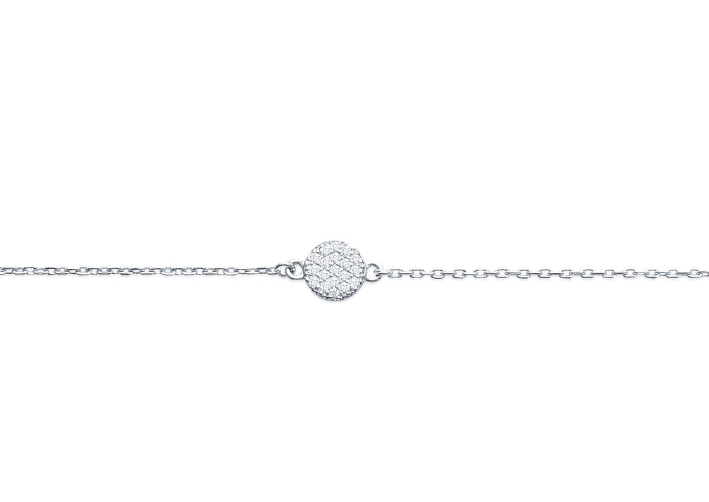 bracelet petit rond serti de strass en argent
