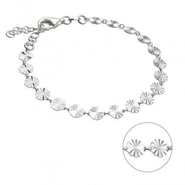 Bracelet pastilles striées en argent véritable