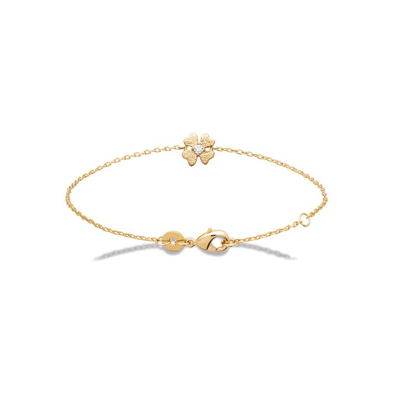 Bracelet porte-bonheur trèfle plaqué or