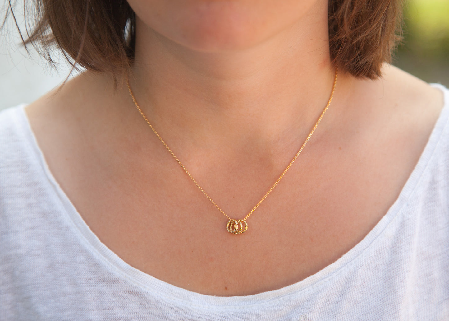 Collier 3 anneaux plaqué or