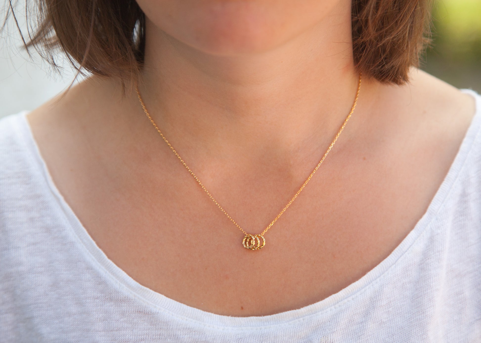 Collier 3 anneaux plaqué or