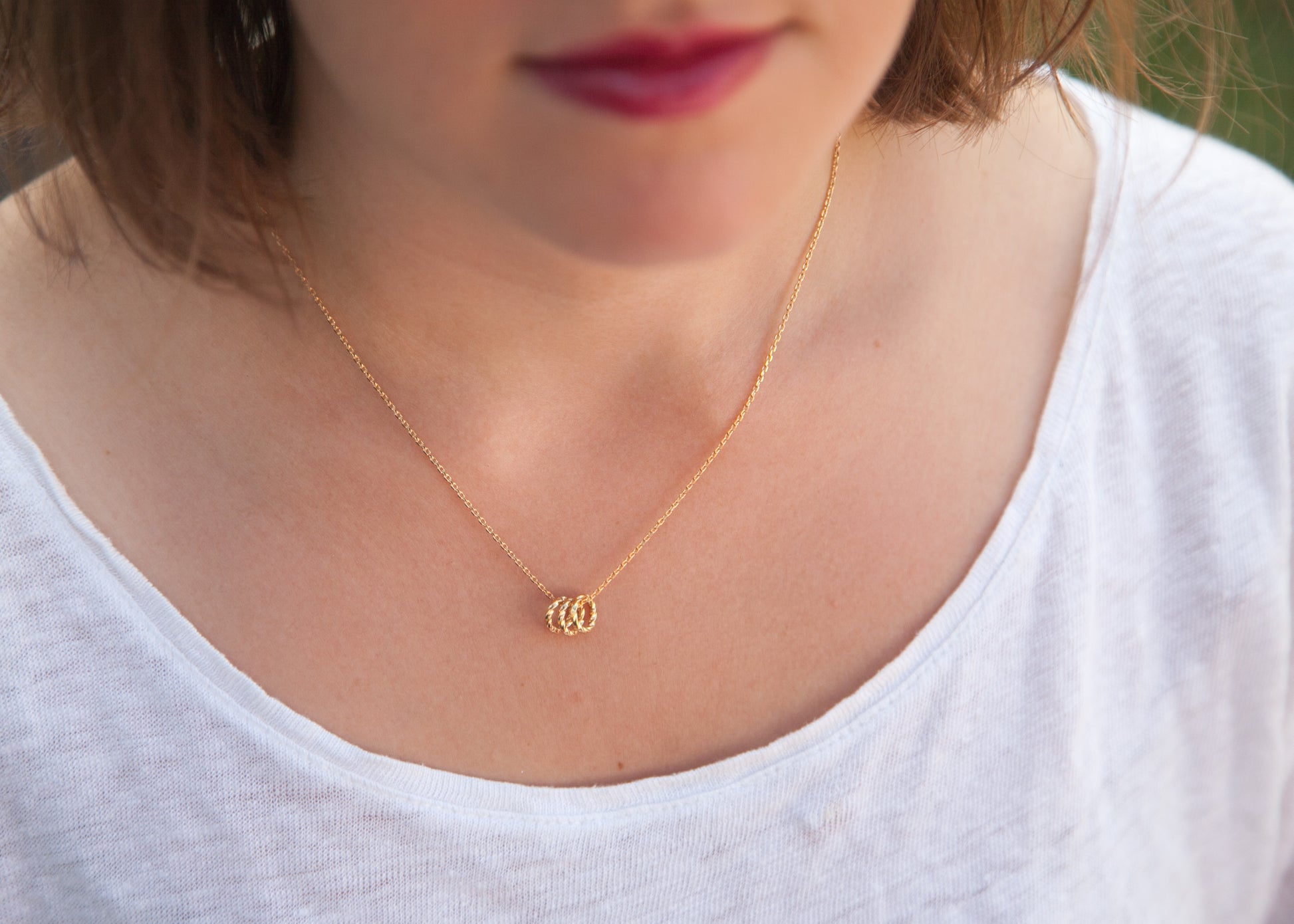 Collier 3 anneaux plaqué or