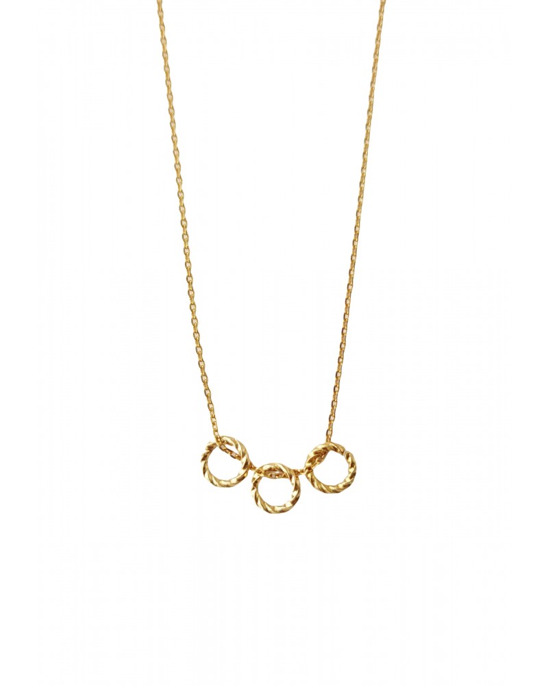 Collier 3 anneaux plaqué or