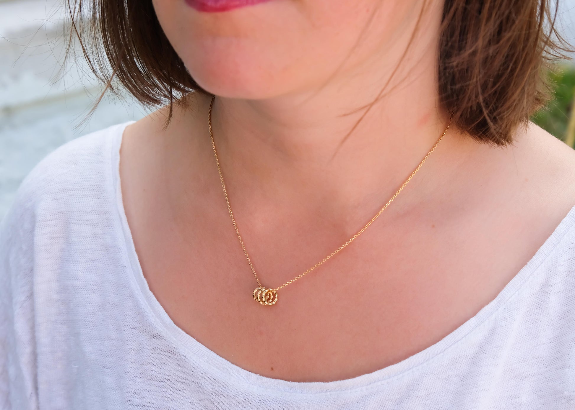 Collier 3 anneaux plaqué or
