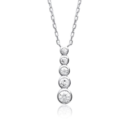 Collier en argent serti de 5 petits strass