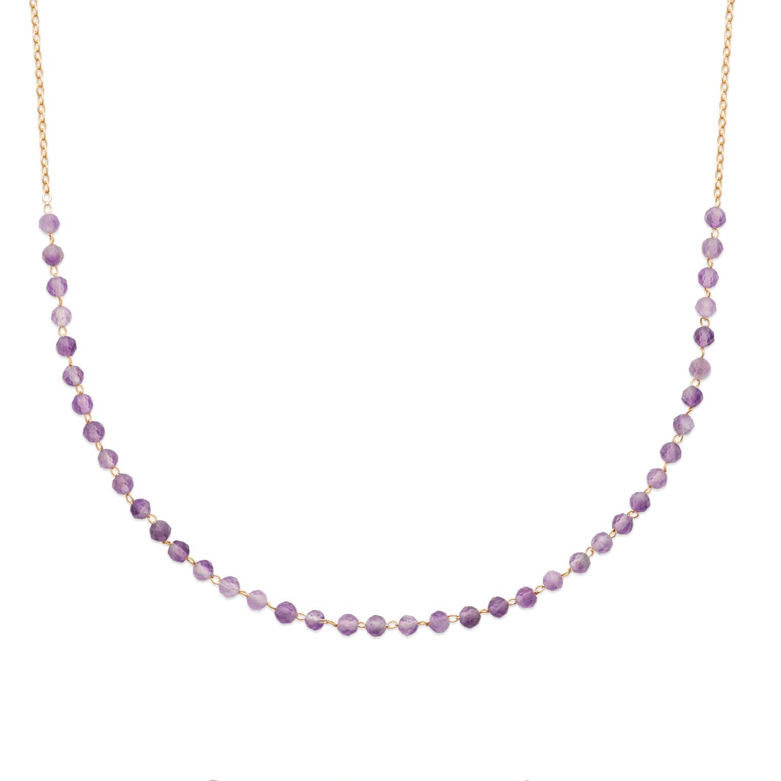 Collier pierres d'améthyste plaqué or