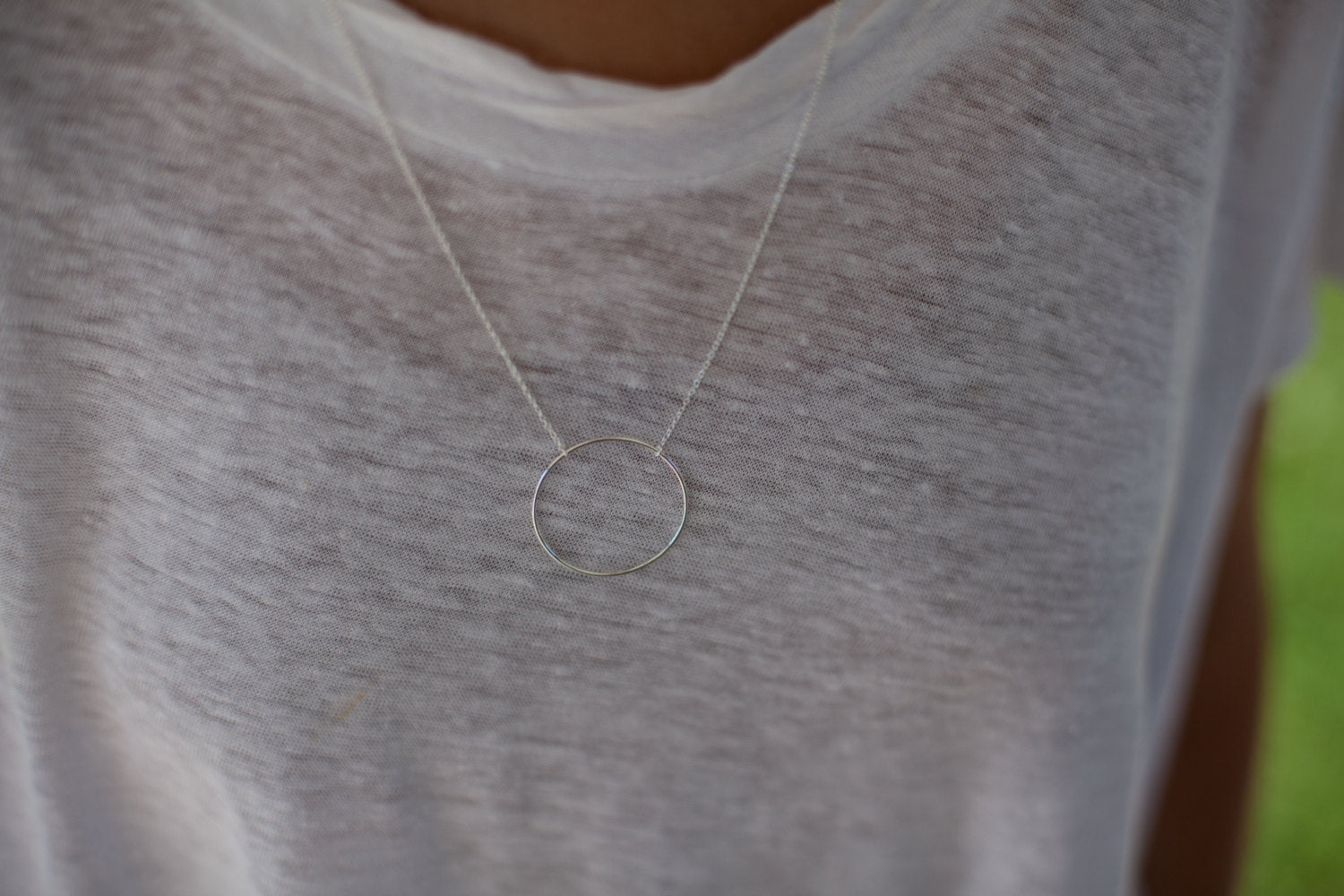 Collier 1 anneau en argent massif