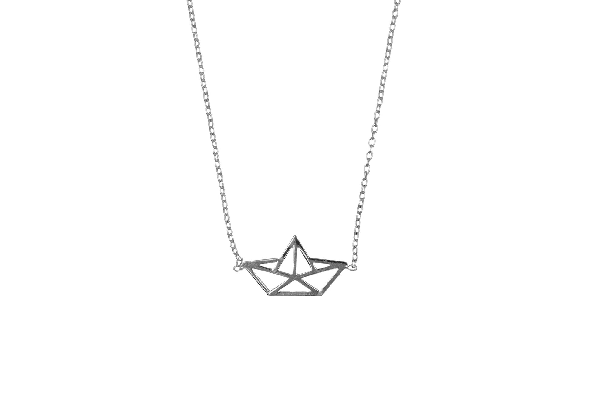 Collier bateau en papier origami - argent 925