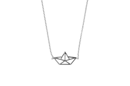 Collier bateau en papier origami - argent 925