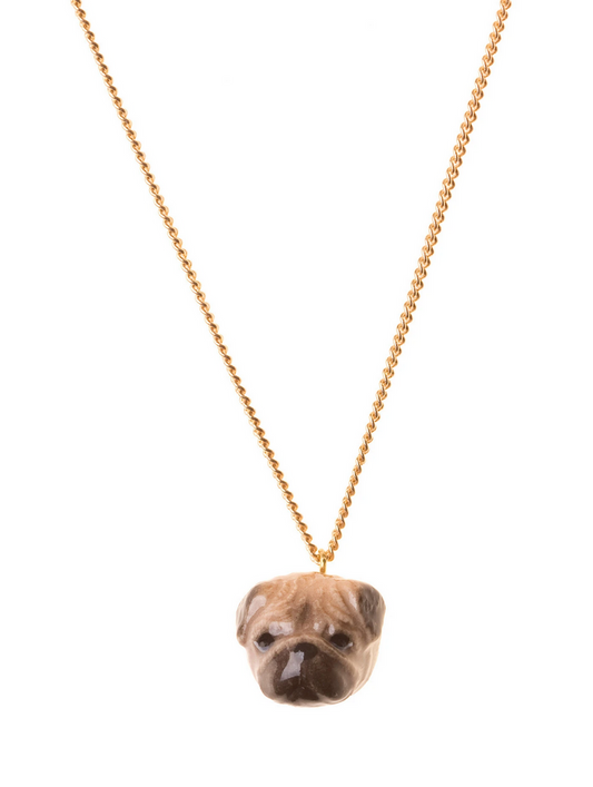 Collier pendentif bouledogue en porcelaine