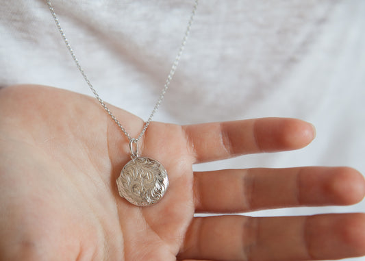 Collier pendentif porte-photo rond en argent