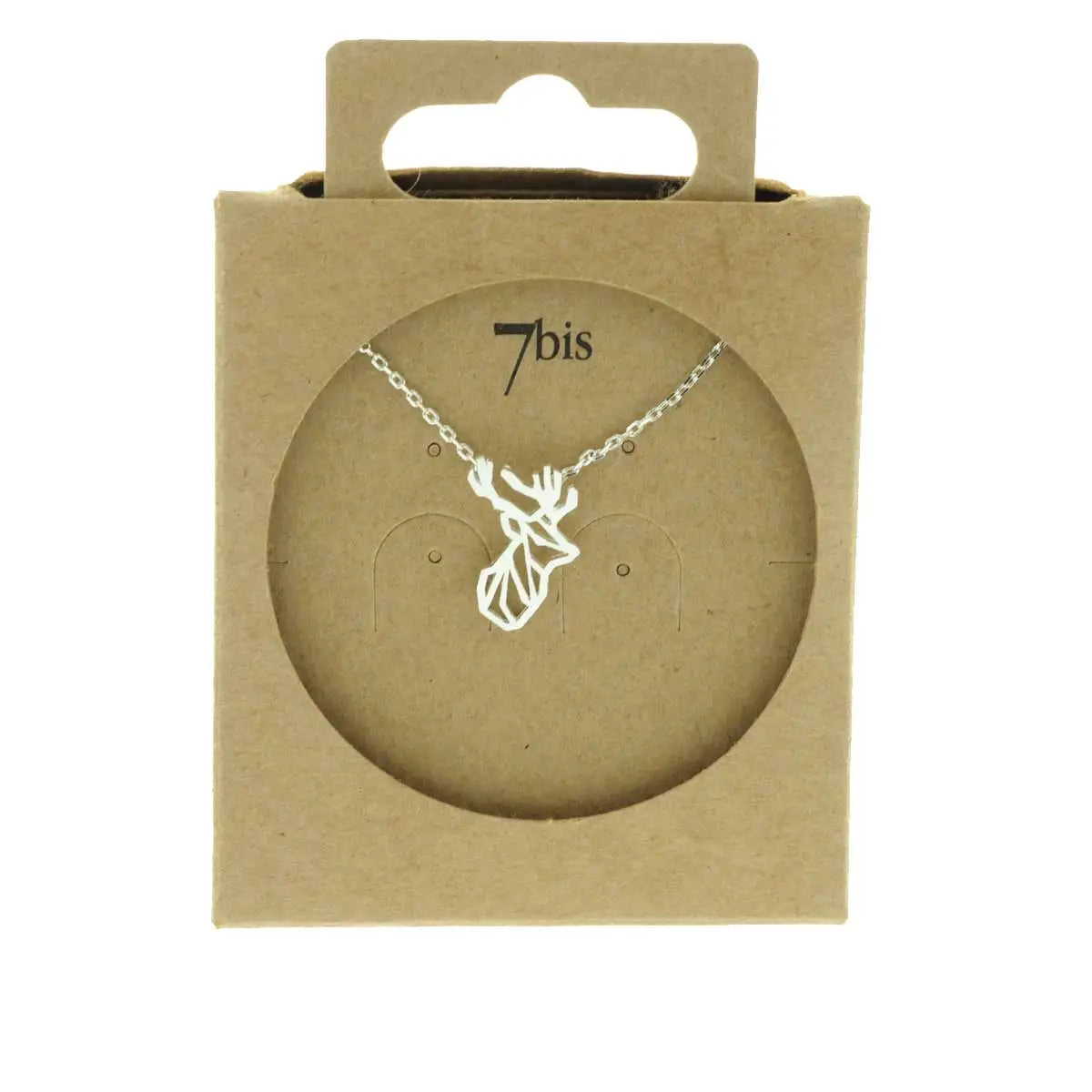 Collier tête de cerf argenté