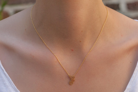 collier cerf tête doré