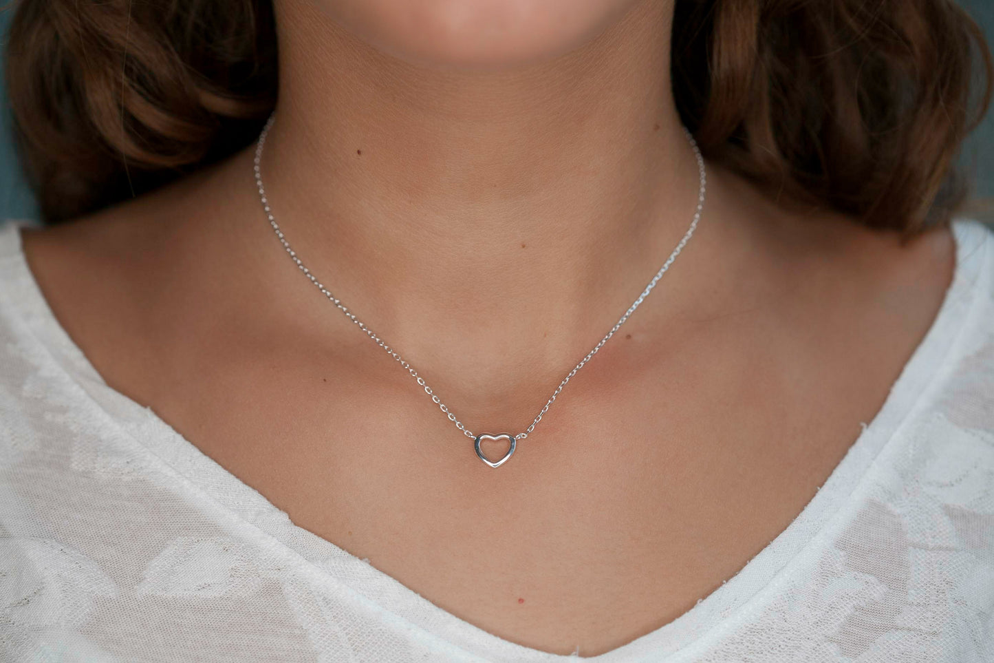 Collier coeur ajouré en argent véritable